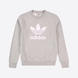 Adidas Kids Trefoil Light Gray Crewneck Sweater